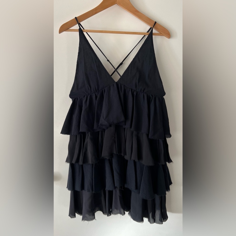 alice & olivia ruffle tiered mini dress